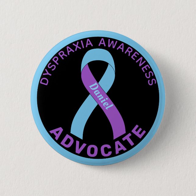 Dyspraxie Bewusstsein Advocate Ribbon Black Button (Vorderseite)