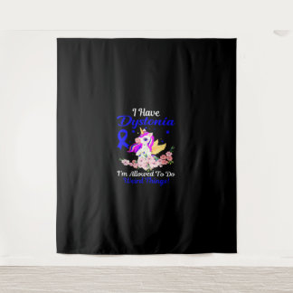 Dystonia Awareness Funny Unicorn Familienaufenthal Wandteppich
