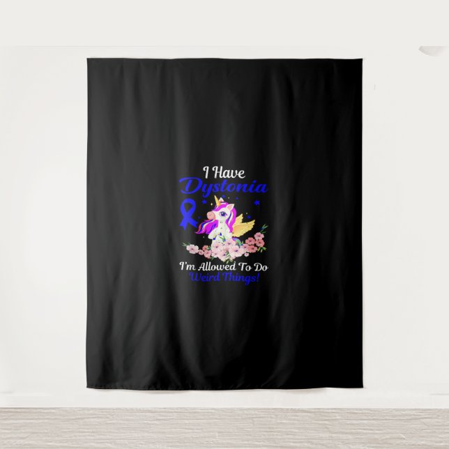 Dystonia Awareness Funny Unicorn Familienaufenthal Wandteppich (Vorderseite)
