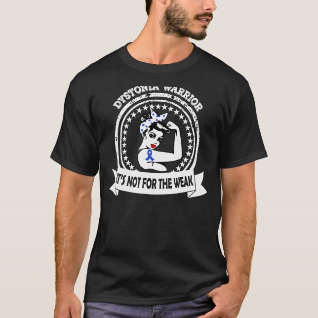 Dystonia Warrior Blue Ribbon Messy Bun Awareness T-Shirt (Vorderseite)