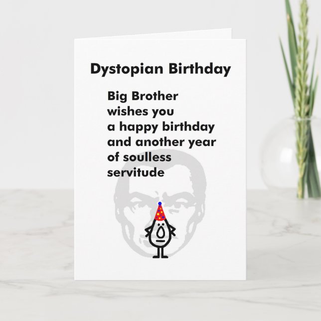 Dystopian Birthday - Ein lustiges Geburtstaggedich Karte (Vorderseite)