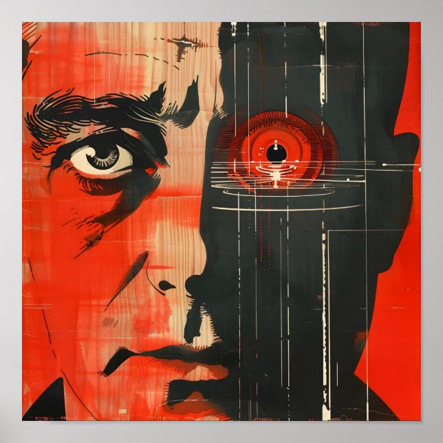 Dystopian Roboter Eye Poster (Vorne)