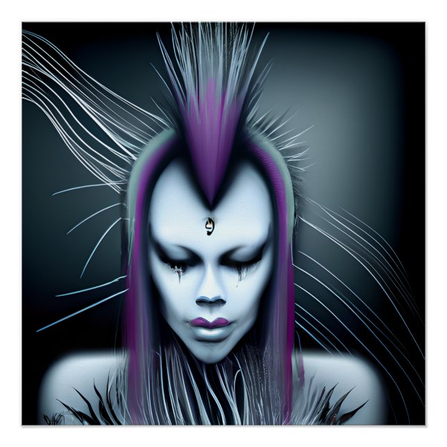 Dystopische Alien Human Hybrid Etheral Ai Art Poster (Vorderseite)