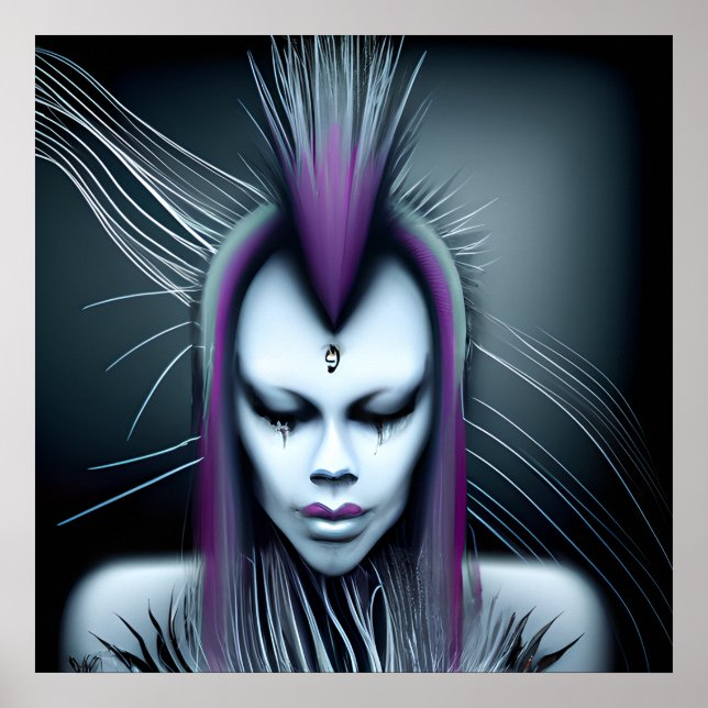 Dystopische Alien Human Hybrid Etheral Ai Art Poster (Vorne)