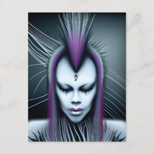 Dystopische Alien-Mensch-Hybrid-Äther-Kunst Postkarte