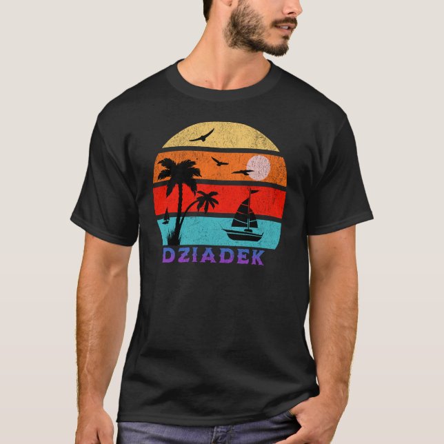 Dziadek Retro Sunset Ocean Großvater T-Shirt (Vorderseite)