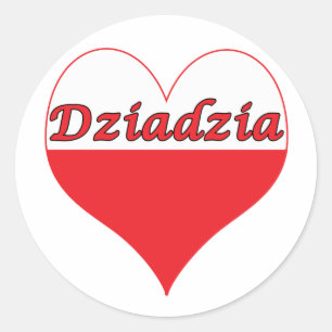 Dziadzia Polnisches Herz Runder Aufkleber
