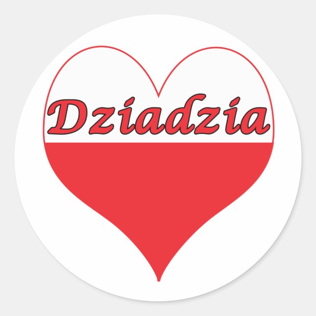 Dziadzia Polnisches Herz Runder Aufkleber (Vorderseite)