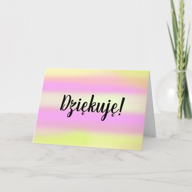 Dziękuję polnisch Vielen Dank Warm Wasserfarbenbla Dankeskarte (Vorderseite)