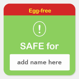 e4 - SAFE LEBENSMITTELETIKETT MIT Individuelle Nam Quadratischer Aufkleber