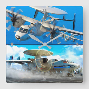 E-2 HAWKEYE QUADRATISCHE WANDUHR