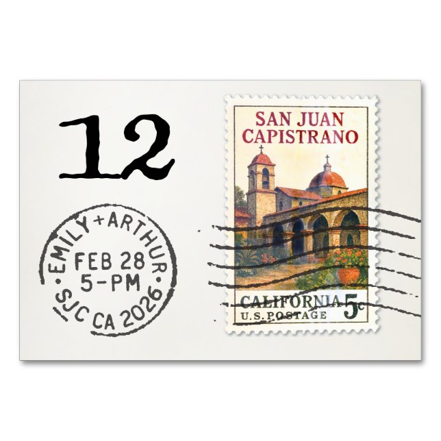 E&A Wedding Reception Table Card 12 SJ Capistrano Tischnummer (Rückseite)