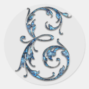 E-Aufkleber in Monogramm Runder Aufkleber