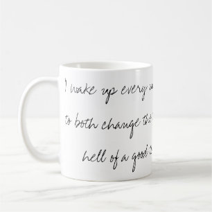 E.B. Tasse manuscrite blanche de citation
