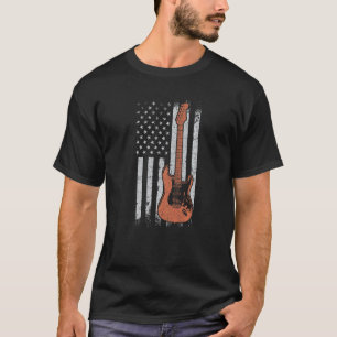 E-Bass-Gitarrist Amerikanische Flagge Musiker T-Shirt