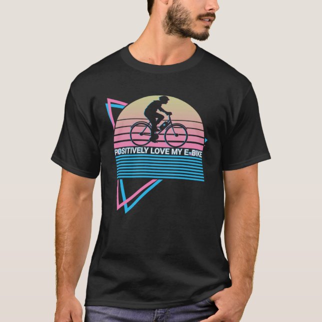 E Bike Biker Bike Ebike Retro Positive Liebe T-Shirt (Vorderseite)