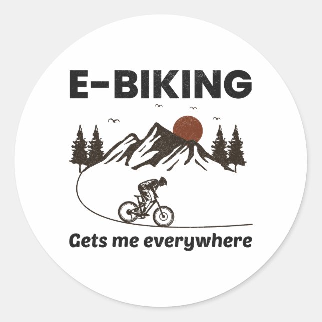 E-Bike Elektrisches Fahrrad E-Radfahren Fahrrad Fa Runder Aufkleber (Vorderseite)