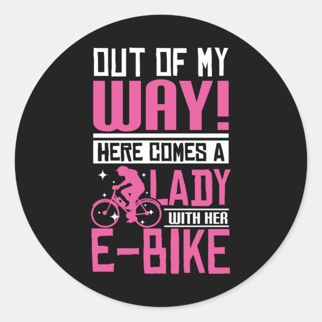 E-Bike Lady Runder Aufkleber (Vorderseite)