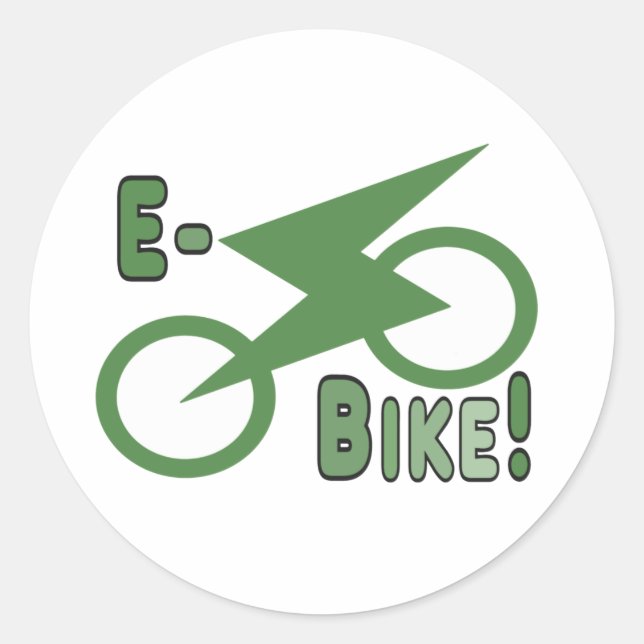 E-Bike! Runder Aufkleber (Vorderseite)