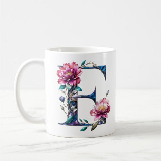 E Café Mug - Design floral pour le don (Gauche)