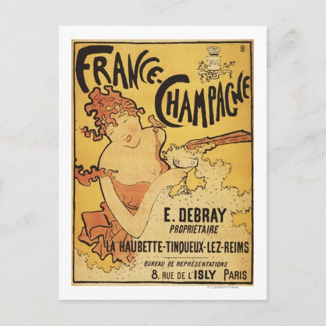 E. Debray Champagne Advertisement Poster Postkarte (Vorderseite)