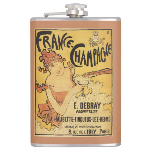 E. Debray Champagner-Werbeplakat Flachmann