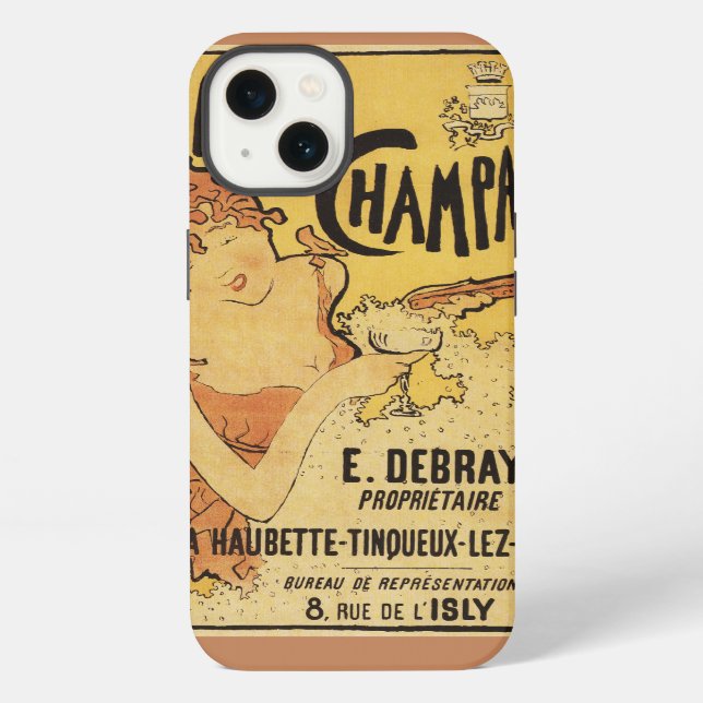 E. Debray Champagner-Werbeplakat iPhone Hülle (Rückseite)