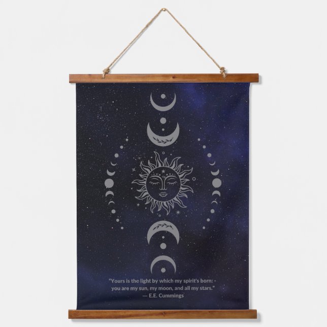 E.E. Cummings Celestial Gedicht Wandteppich Mit Holzrahmen (Vorderseite)