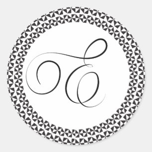 E Elegant Monogram Runder Aufkleber