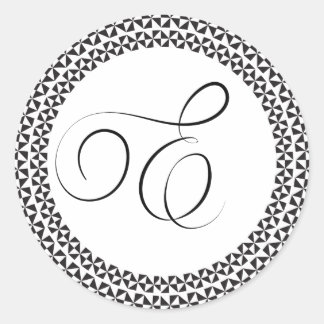 E Elegantes Monogramm Runder Aufkleber