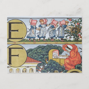 E-F aus einem Alphabet auf der Grundlage des Kinde Postkarte