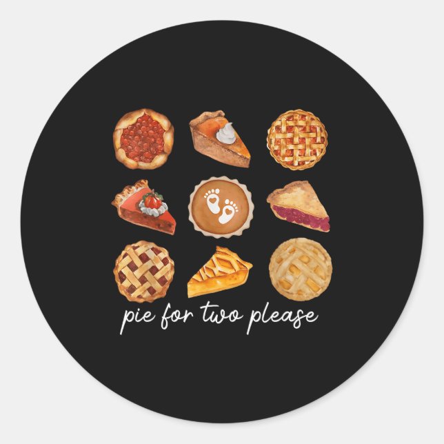 E For Two Please Thanksgiving Fall Pregnancy Annou Runder Aufkleber (Vorderseite)