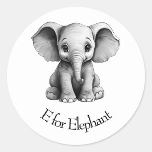 E für Elephant Runder Aufkleber