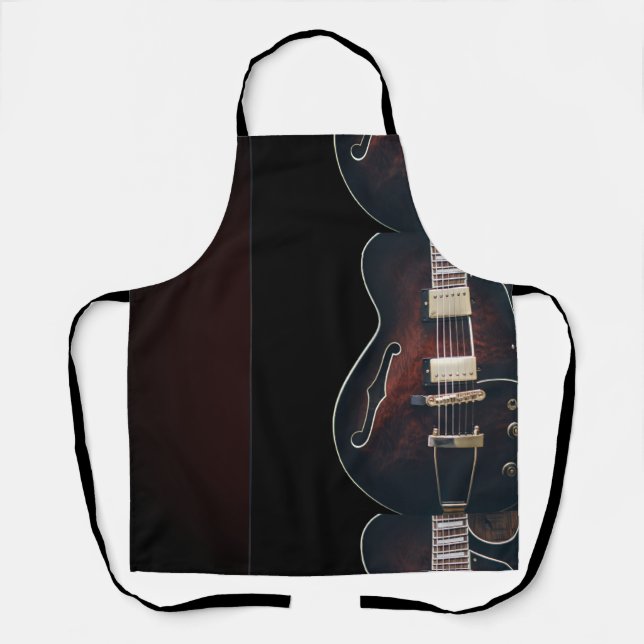 E-Gitarre auf Schwarz Schürze (Vorderseite)