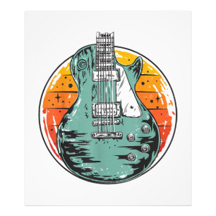 E-Gitarre Retro Sonnenuntergang Vintage Musikband Fotodruck
