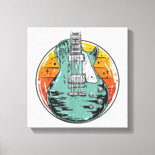 E-Gitarre Retro Sonnenuntergang Vintage Musikband Leinwanddruck