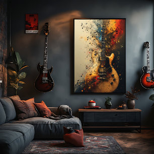 E-Gitarre Splatter-Paint Rock-Musik Leinwanddruck