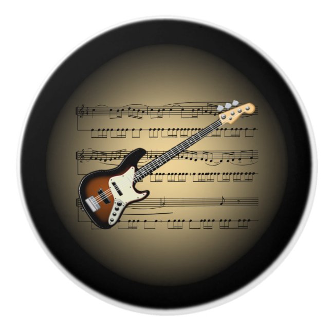 E-Gitarren-3-D Goldkugel ~ Noten ~ * ~ Keramikknauf (Vorderseite)