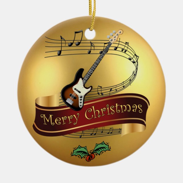 E-Gitarren-~Musical Rolle-~Merry Weihnachten~ Keramik Ornament (Vorne)