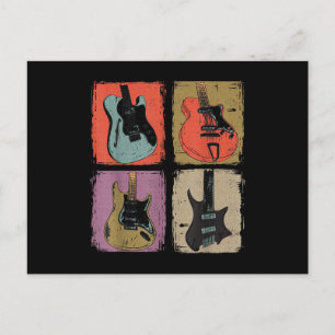 E-Gitarren-Sammlung Band Gitarrist Vintage Postkarte