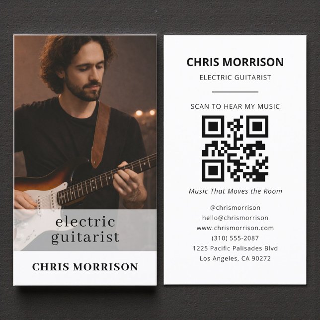 E-Gitarrist Musiker QR-Code Foto Visitenkarte (Von Creator hochgeladen)