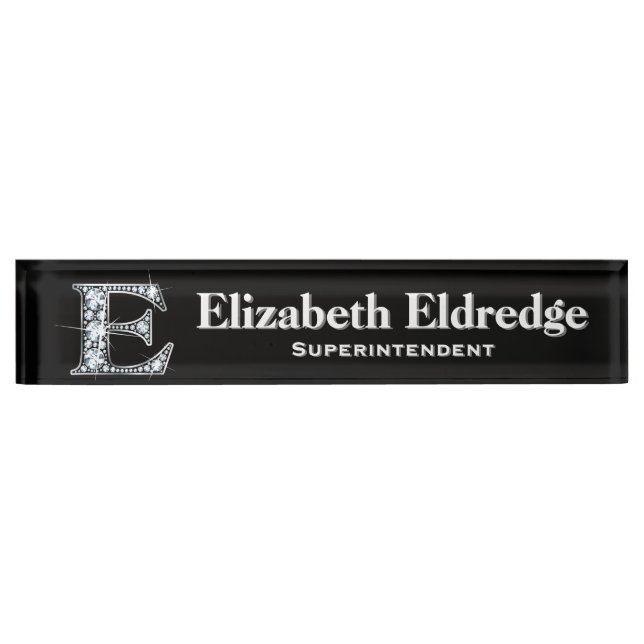 E Imitate Diamond Desk Namplate Namensplakette (Vorderseite)