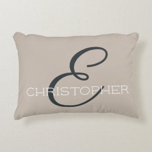 E Initial Personalisiert Name Neutral Taupe Tan Dekokissen