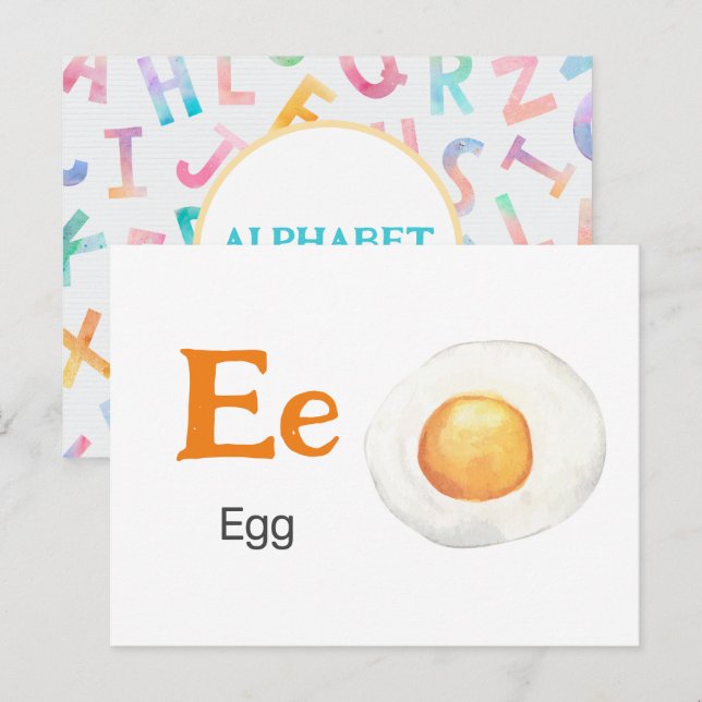 E ist für Egg - Alphabet Flash Card Postkarte (Vorne/Hinten)