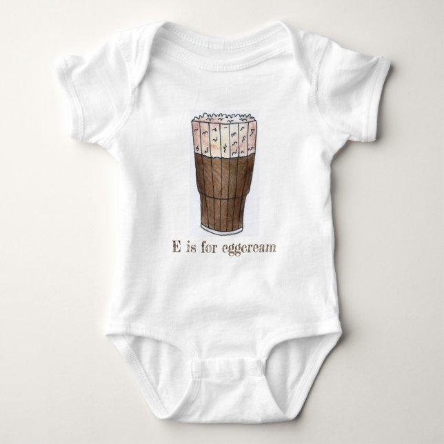 E ist für EggCreme Classic NYC Chocolate Egam Baby Strampler (Vorderseite)