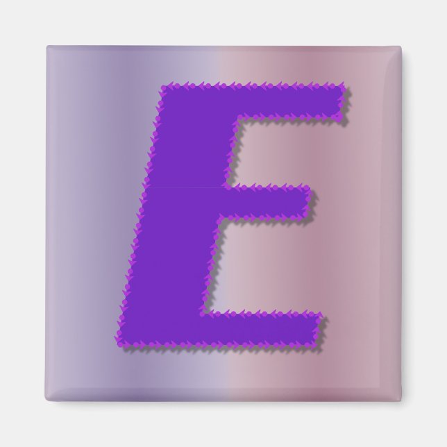 E lila Monogramm Magnet (Vorne)