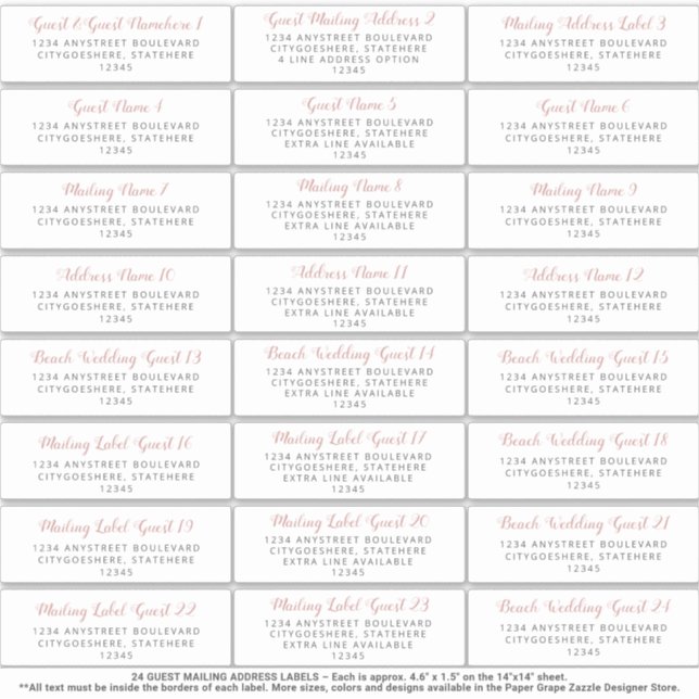 E-Mail-Adresse für Wedding Gast Aufkleber Pink Gra (Vorderseite)