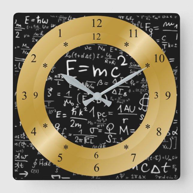 E= mc2 Time Machine Clock~Space/Time Continual~ ~  Quadratische Wanduhr (Vorderseite)
