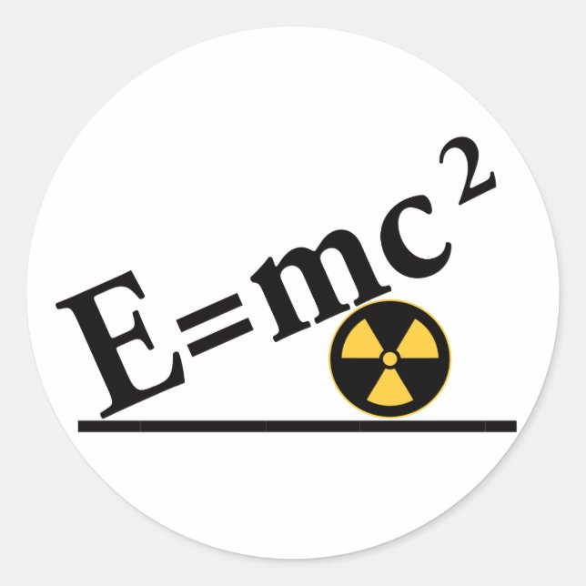 E=mc2 wieder runder aufkleber (Vorderseite)