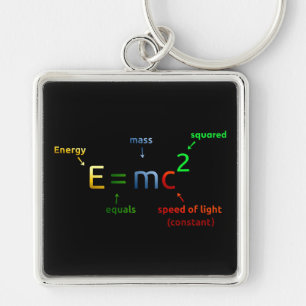 E = MC^2. E entspricht Lux quadriert Schlüsselanhänger